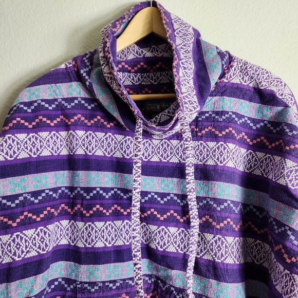 Paris Sport Club Vintage Lightweight Cowlneck Aztec Pullover-Size OSFM - Picture 2 of 7